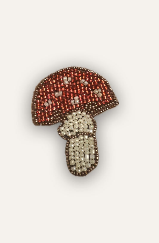Mushroom Brooch - Red