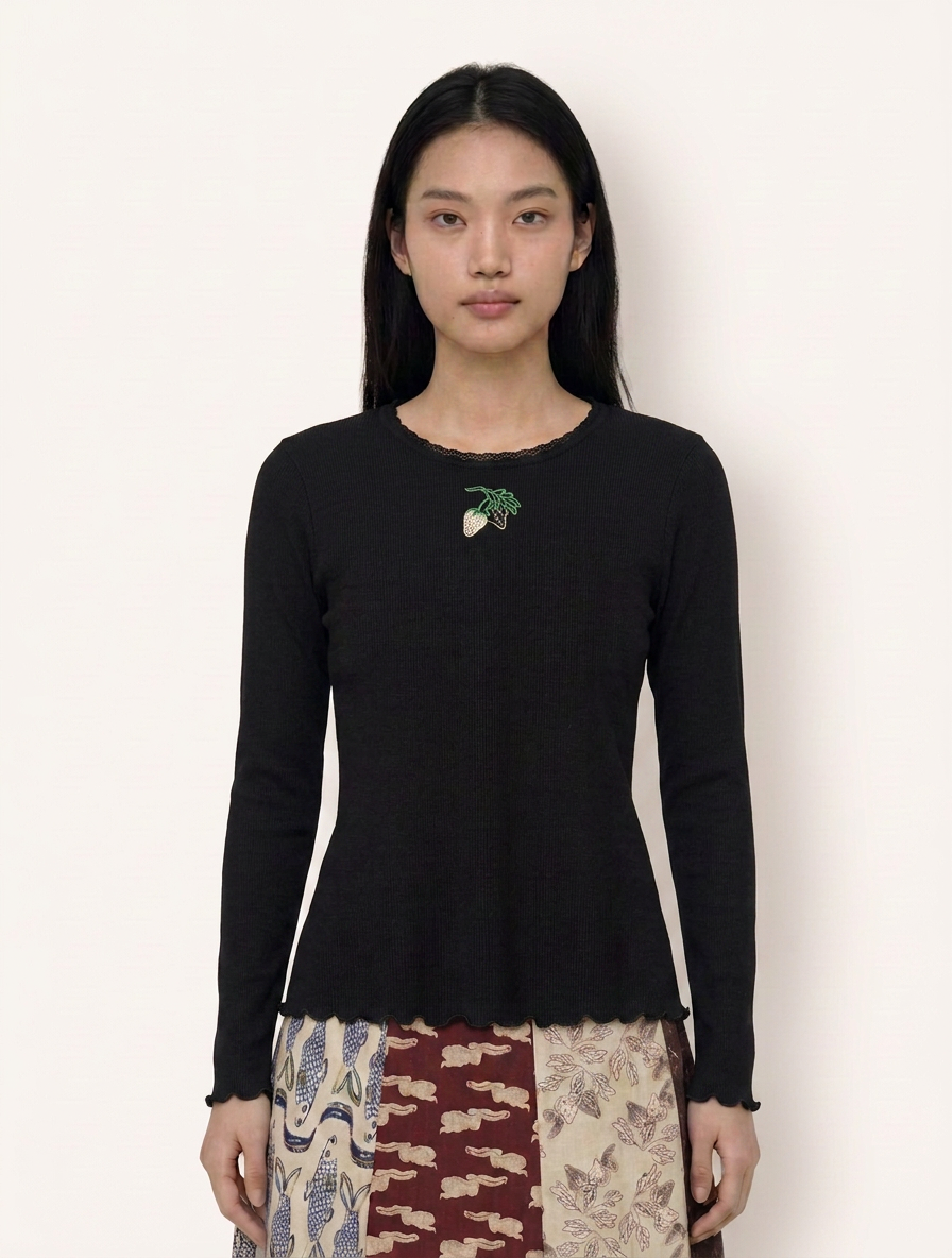 Helmstedt ANDREA LONGSLEEVE T-SHIRT Shirts Black Beauty