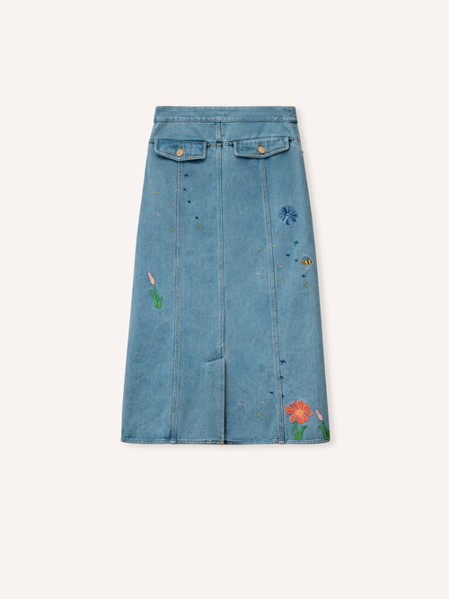Helmstedt ASTA DENIM SKIRT Skirts Embroidery Denim