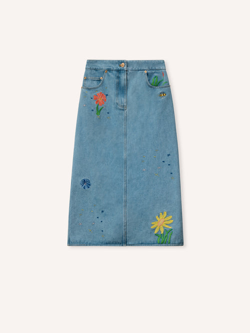Helmstedt ASTA DENIM SKIRT Skirts Embroidery Denim