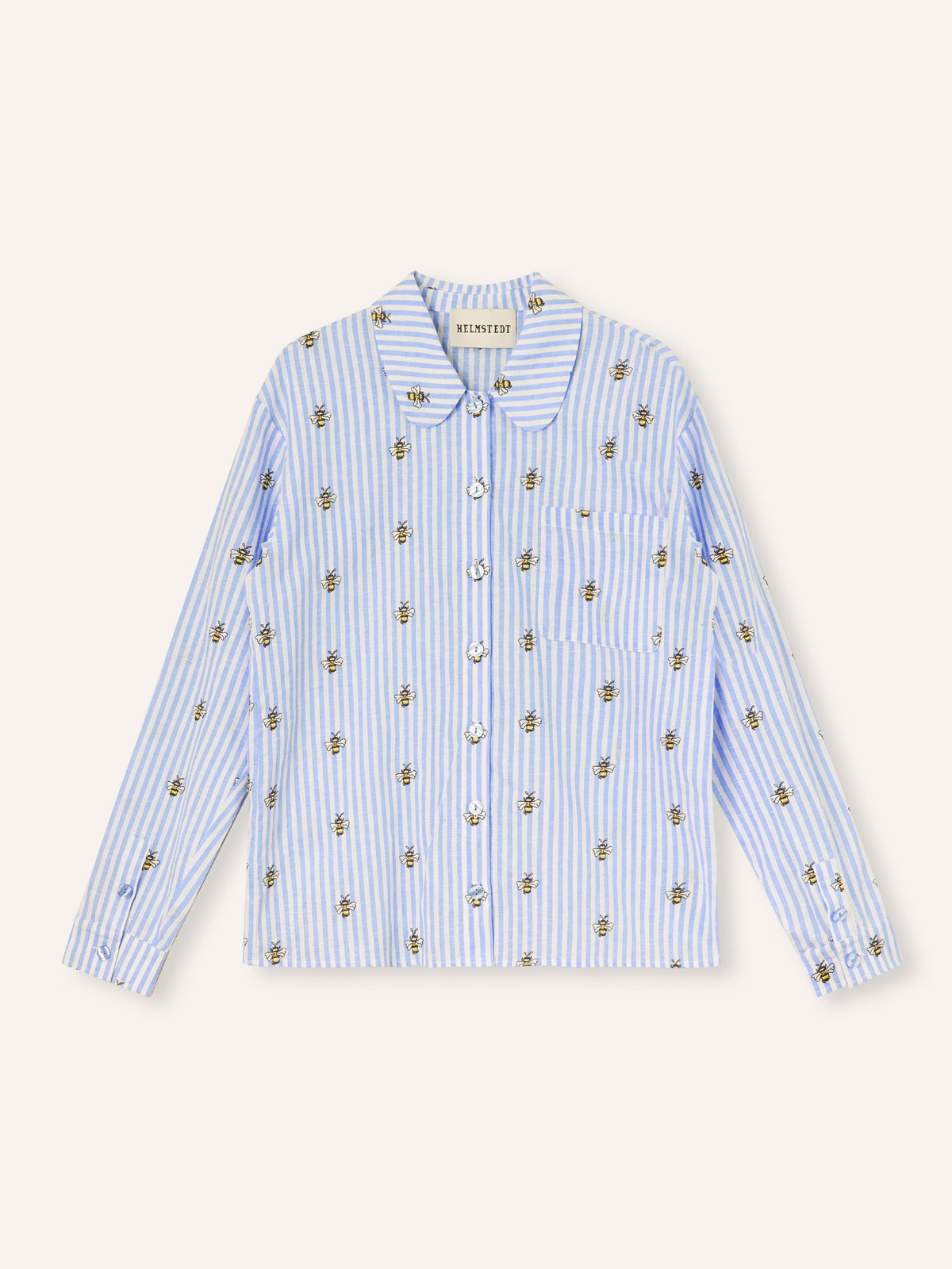 Helmstedt Aleta Shirt Longsleeve Shirts Blue Stripe w Bee Emb