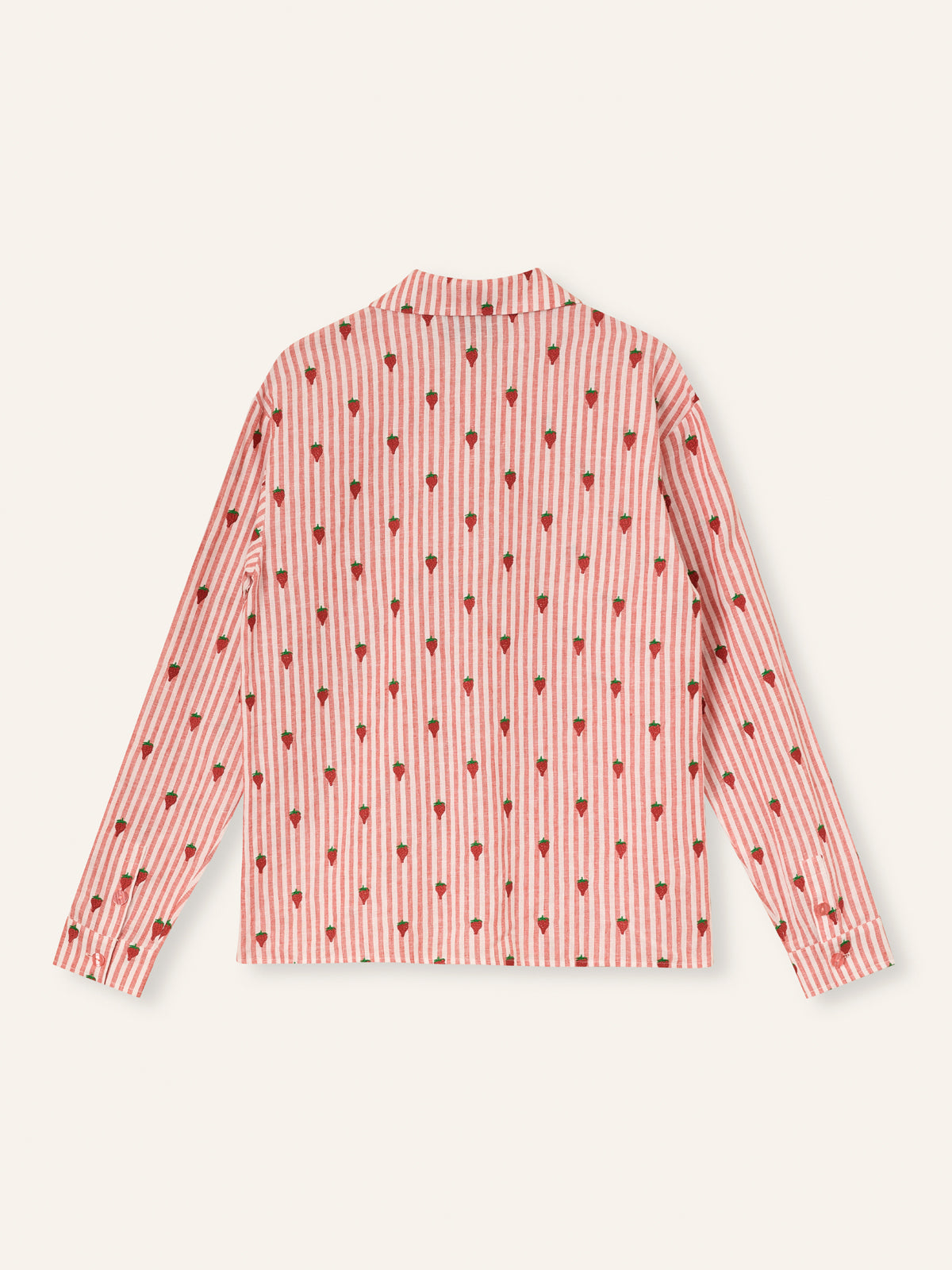 Helmstedt Aleta Shirt Longsleeve Shirts Red Stripe w Strawberry Emb