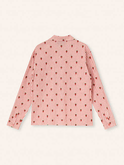 Helmstedt Aleta Shirt Longsleeve Shirts Red Stripe w Strawberry Emb