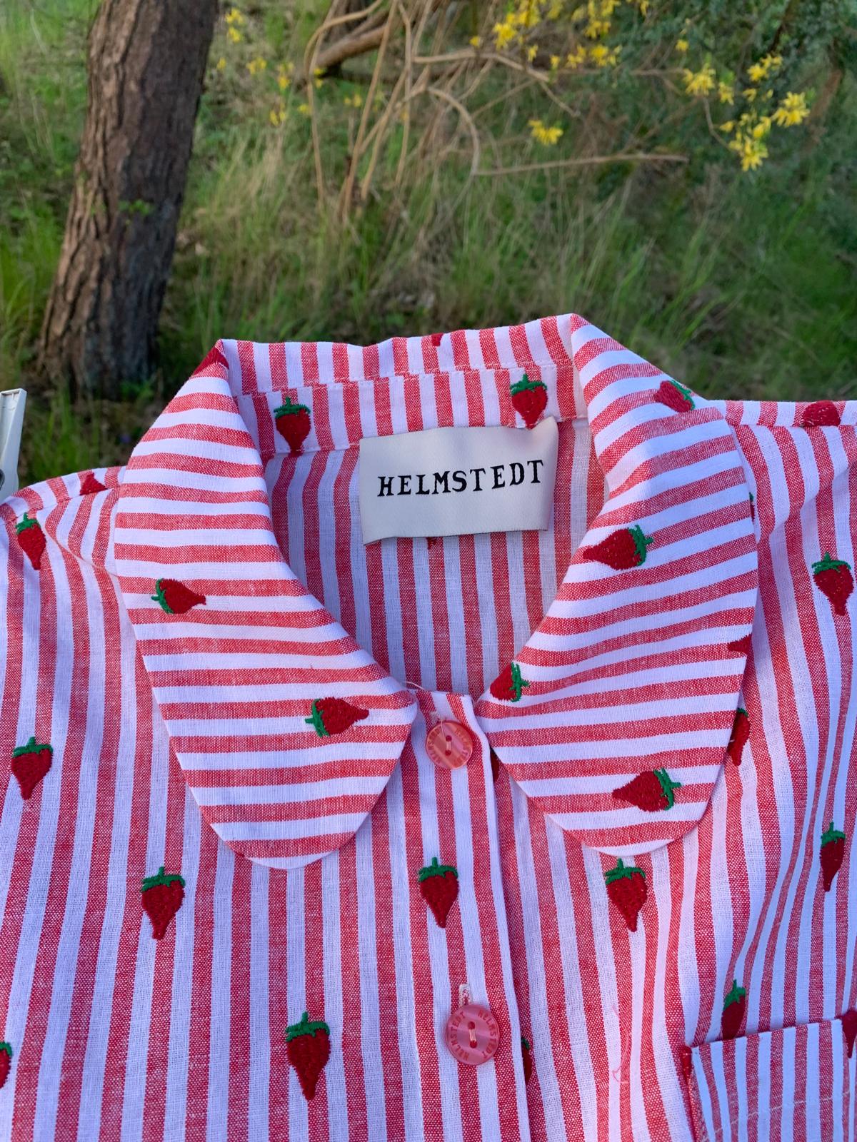 Helmstedt Aleta Shirt Longsleeve Shirts Red Stripe w Strawberry Emb