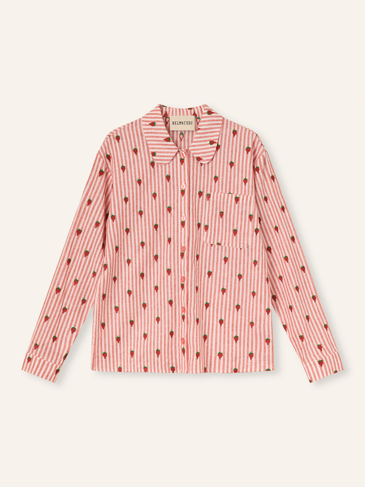 Helmstedt Aleta Shirt Longsleeve Shirts Red Stripe w Strawberry Emb