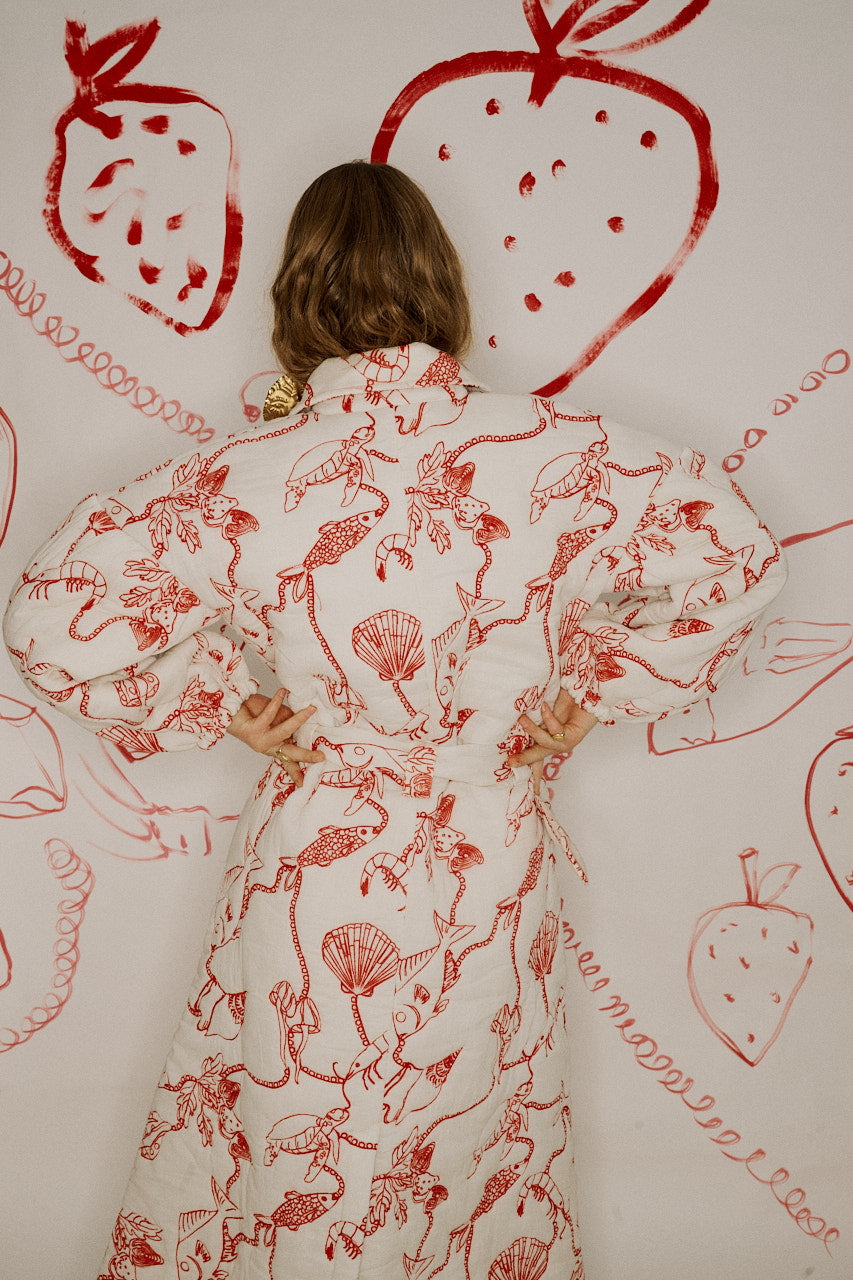 Helmstedt Alexandra Coat Coats Red Dreamy Sea Print