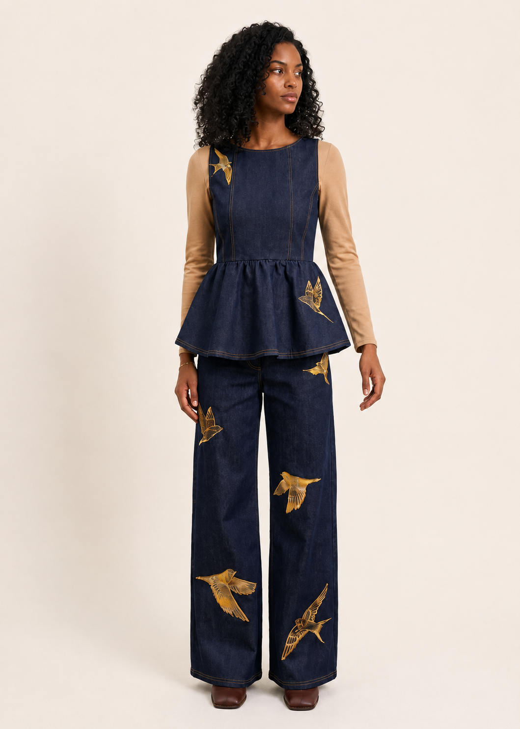 Helmstedt EMILIE DENIM TOP Tops Dark Blue Denim