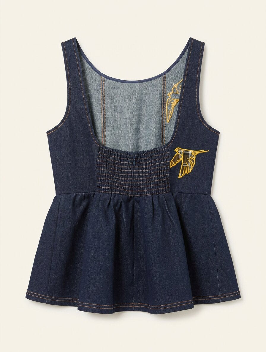 Helmstedt EMILIE DENIM TOP Tops Dark Blue Denim
