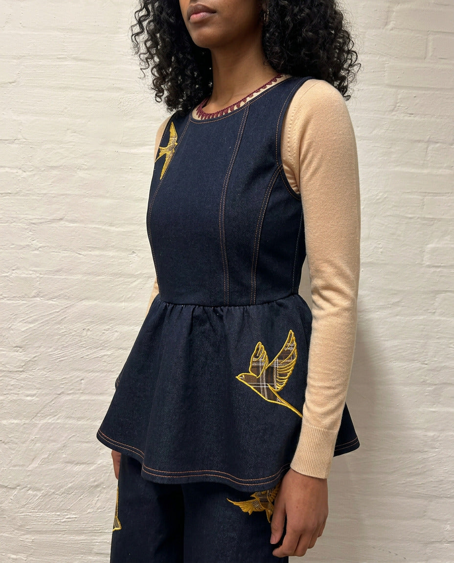 Helmstedt EMILIE DENIM TOP Tops Dark Blue Denim