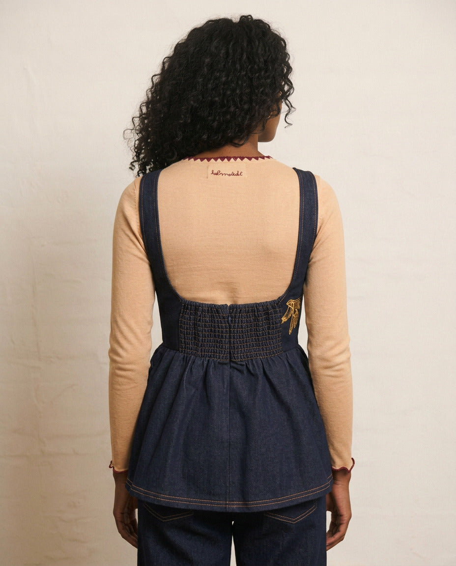 Helmstedt EMILIE DENIM TOP Tops Dark Blue Denim