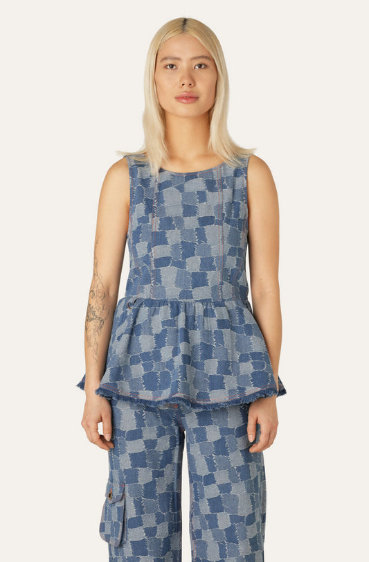 Helmstedt EMILIE DENIM TOP - Blue Patch Denim Denim Patch