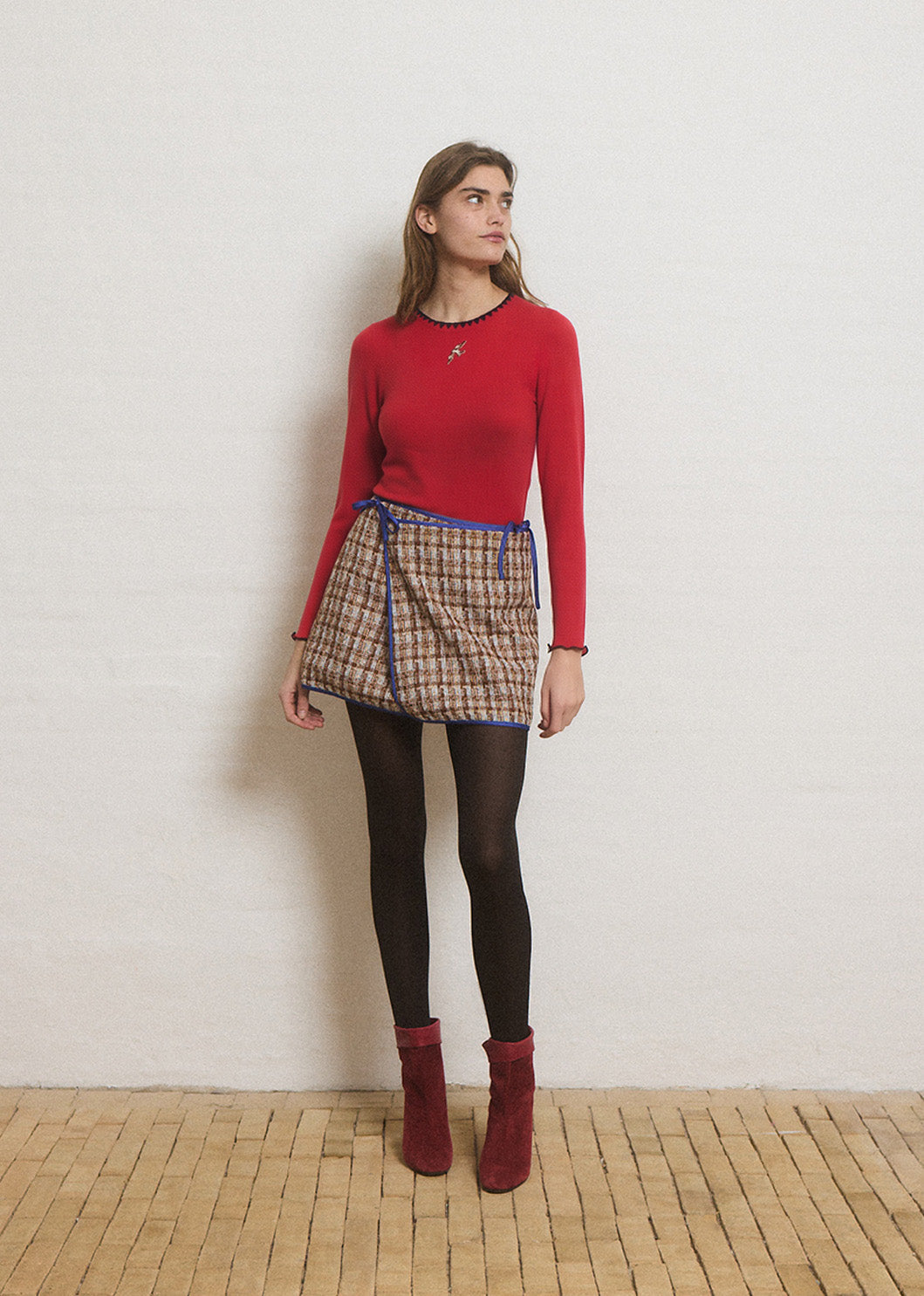 Helmstedt Ella Mini Skirt - Tweed Skirts Brown Tweed