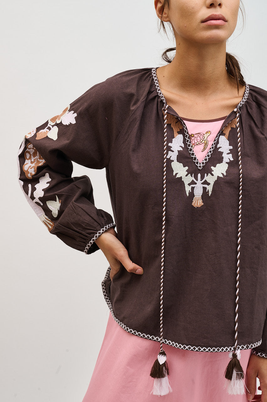 Helmstedt Gertrud Blouse Blouses Brown
