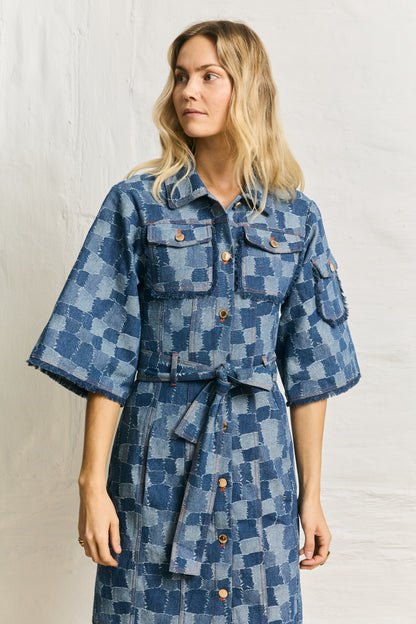 Helmstedt JANICE DENIM DRESS - Blue denim patch Denim Denim Patch