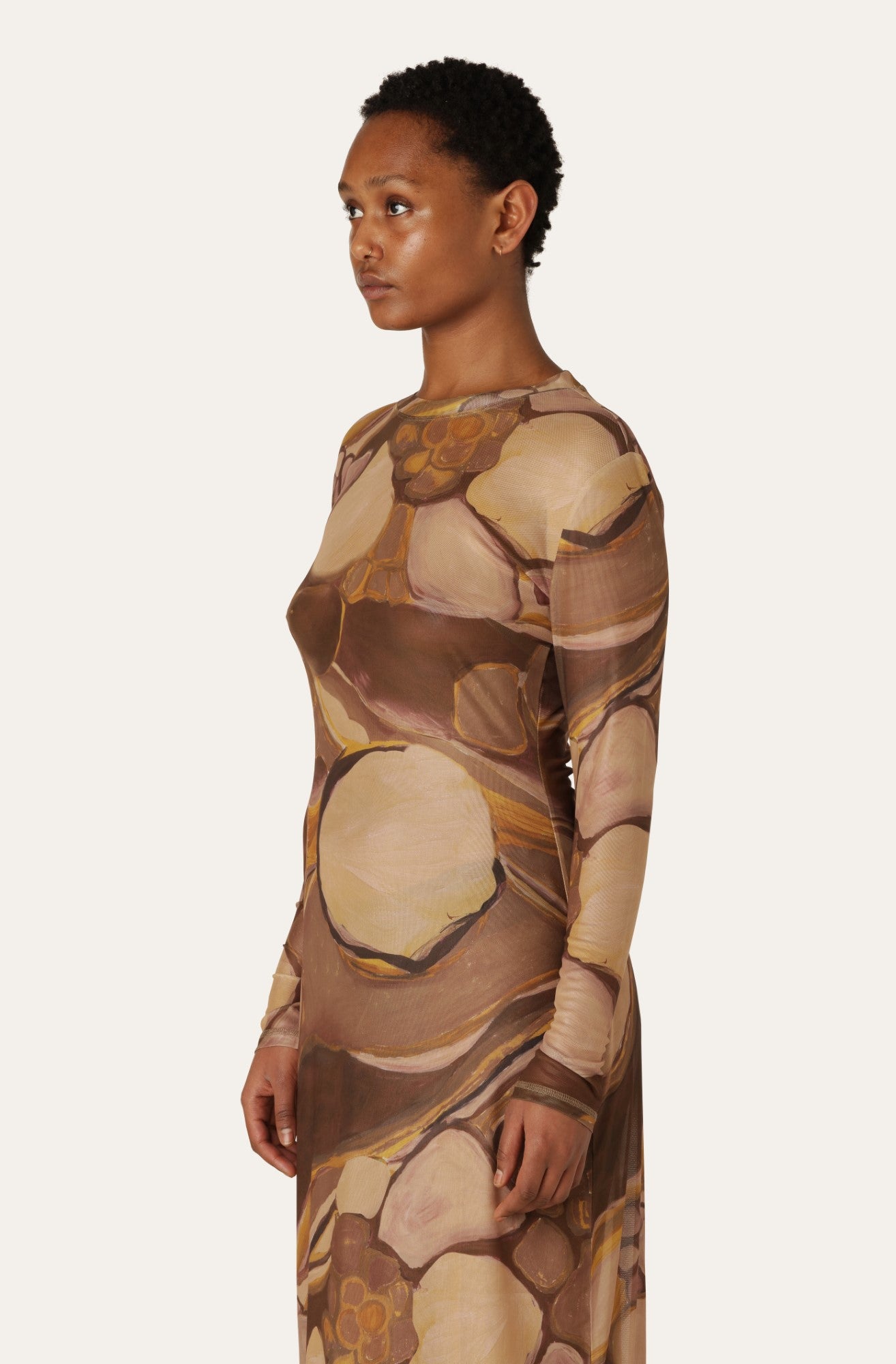 Helmstedt JULIA MESH DRESS - Gold Planets Jersey Golden Planets