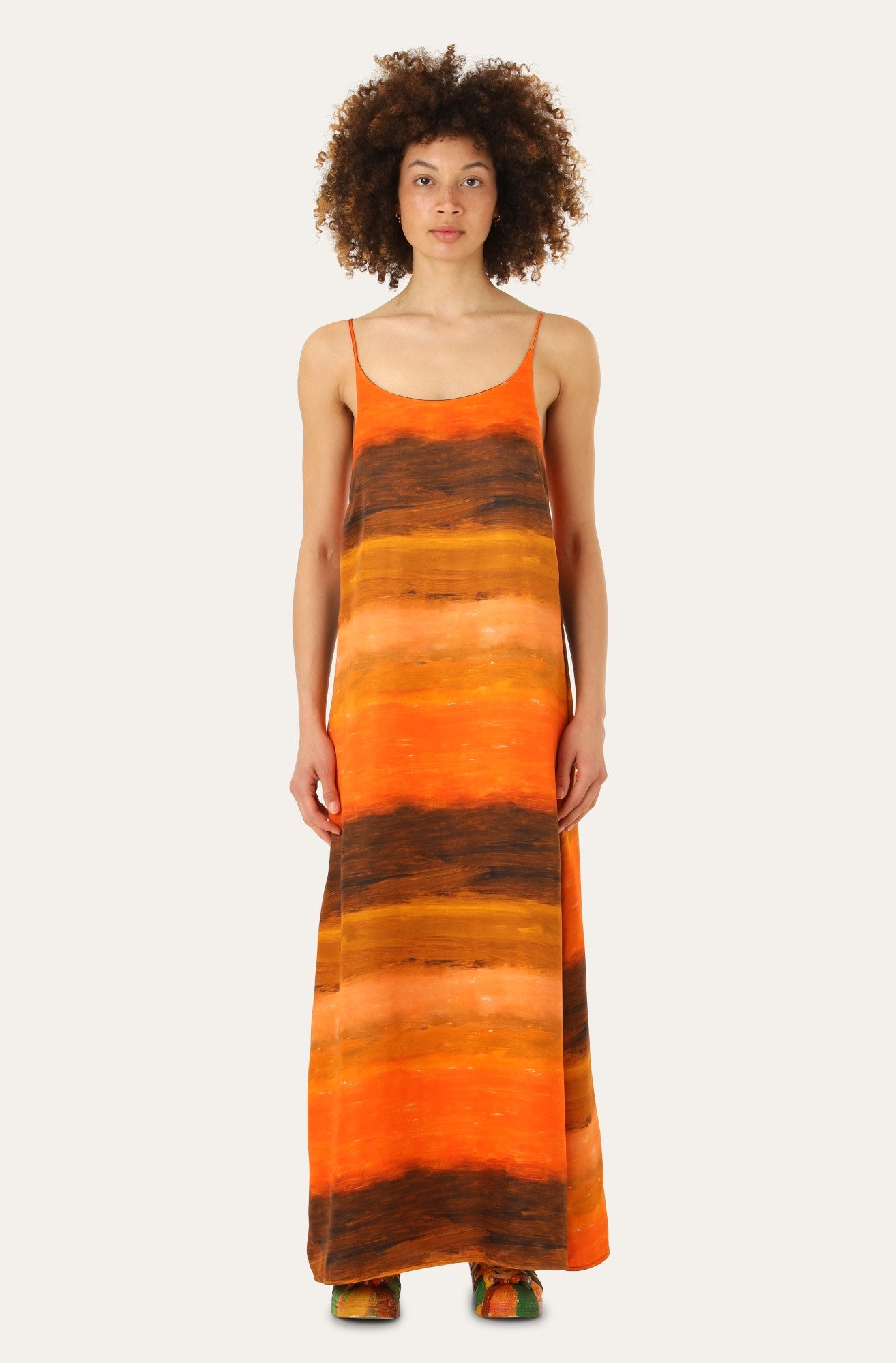 Helmstedt LEVA LONG DRESS Dresses Orange Stripes