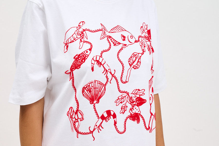 Helmstedt NOOR T-SHIRT Jersey Red Dreamy Sea Print