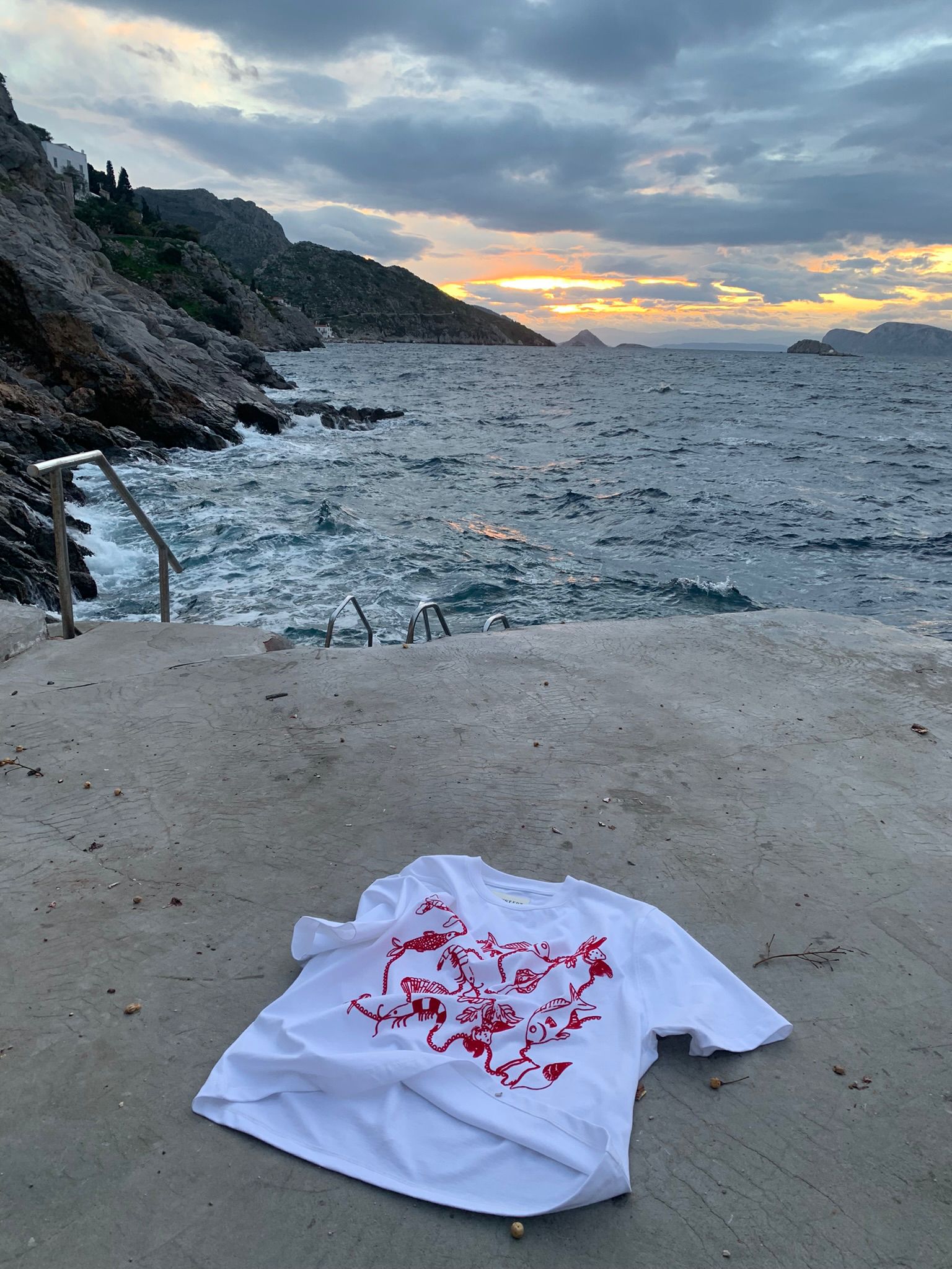 Helmstedt NOOR T-SHIRT Jersey Red Dreamy Sea Print