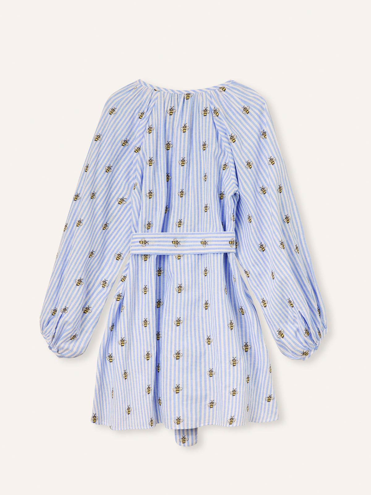 blue dress with bees Embroidered Lace Bees Smock Dress