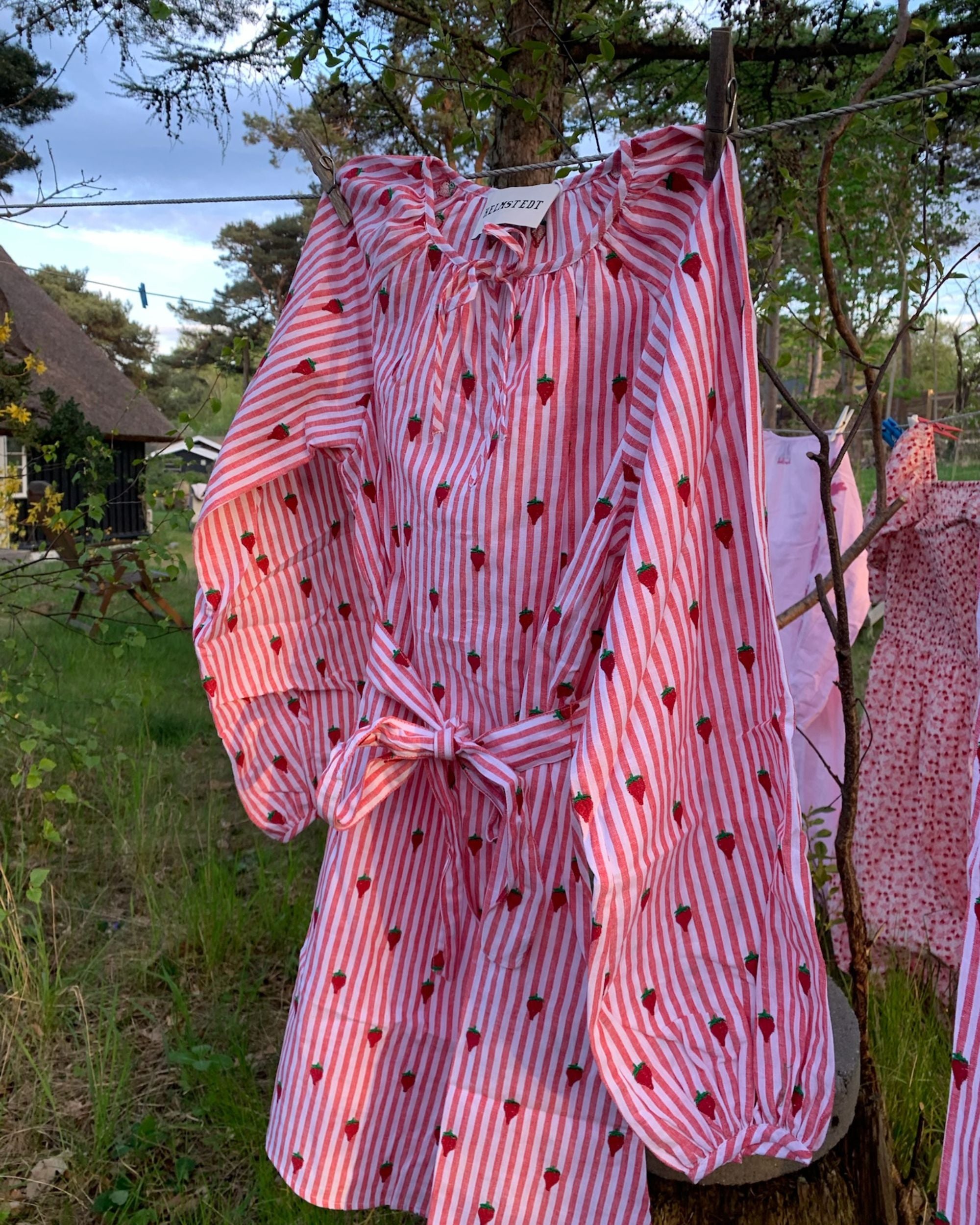 Helmstedt Nora Dress Dresses Red Stripe w Strawberry Emb