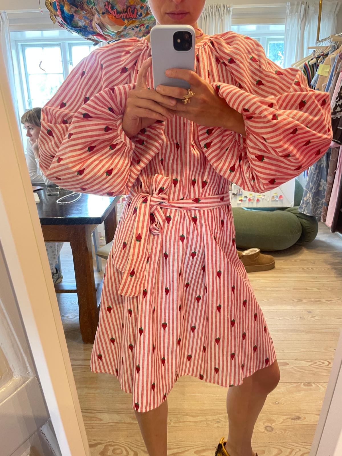 Helmstedt Nora Dress Dresses Red Stripe w Strawberry Emb