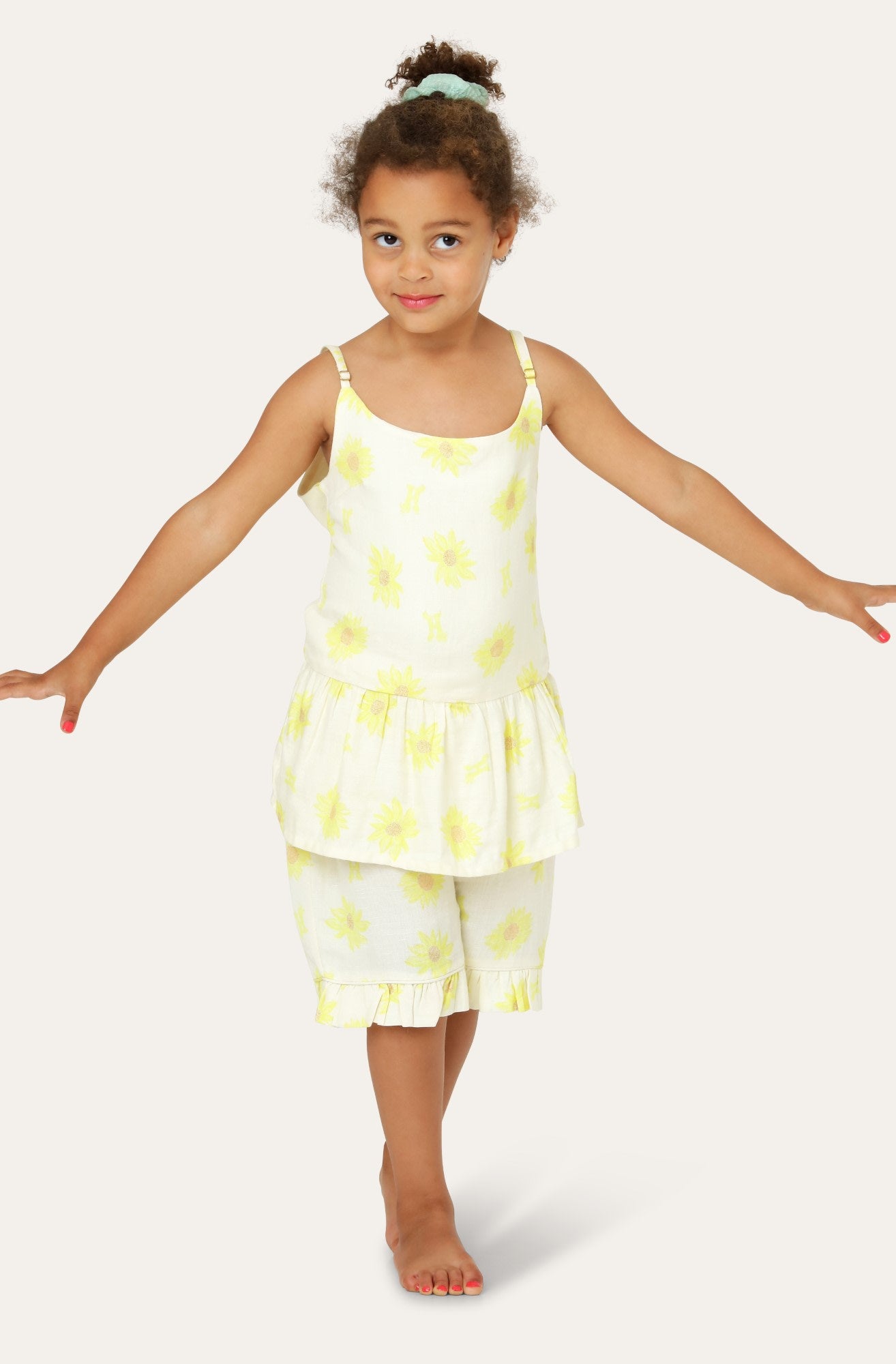 Kids Mira Top - Sunflower field off white