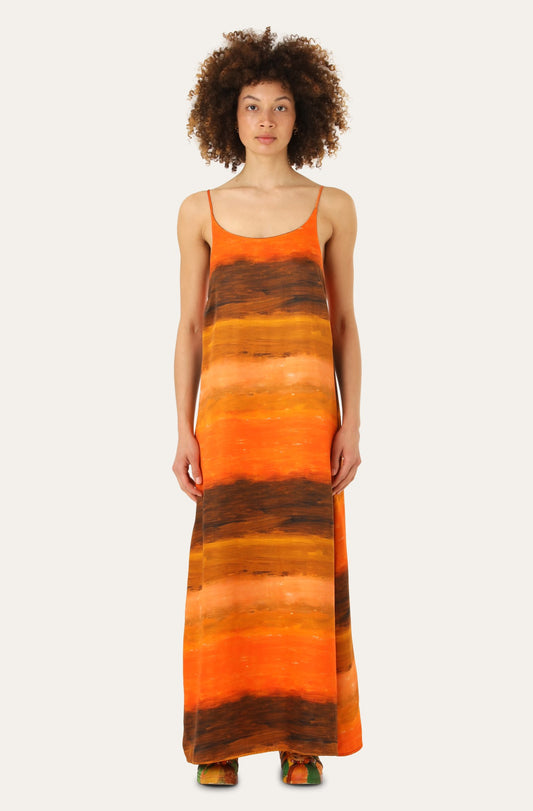LEVA LONG DRESS - Orange Stripes