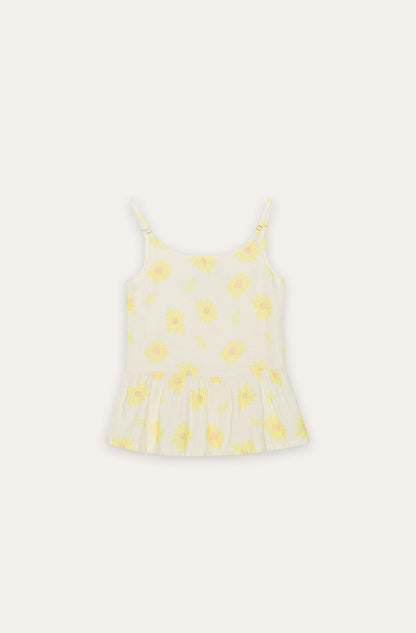 Kids Mira Top - Sunflower field off white